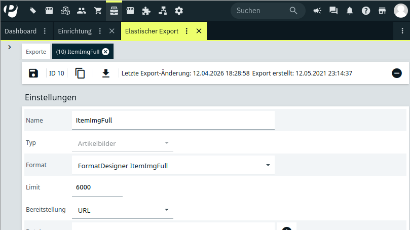 Plentyone Elastischer Export