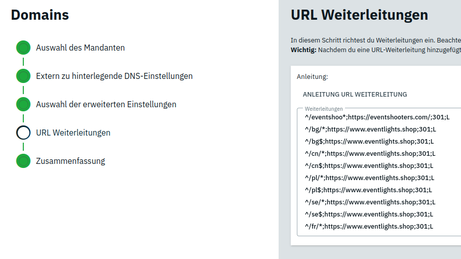 PlentyShop LTS 301 Weiterleitungen einrichten