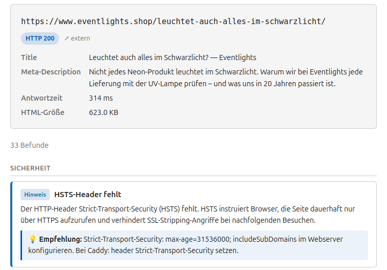 SEO-Tool Detailseite