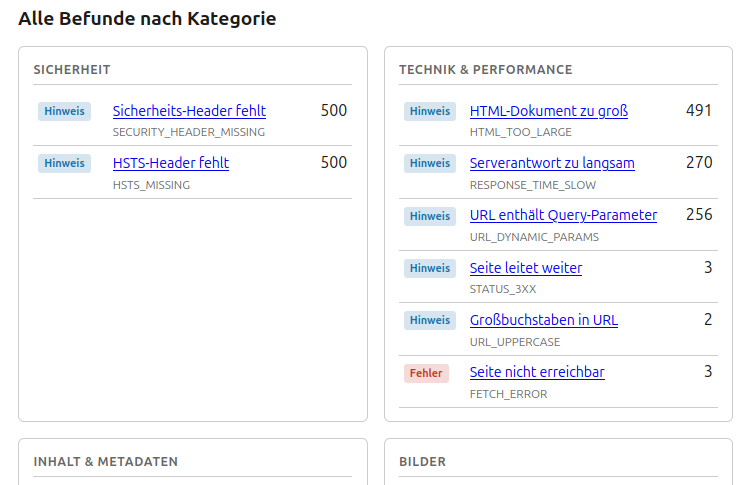 SEO-Tool Kategorien